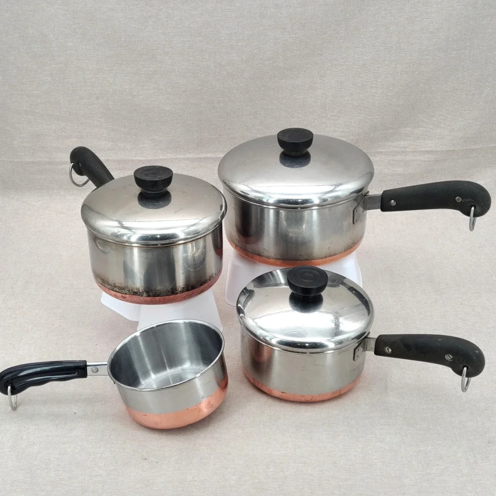 VTG Revere Ware 6+ Piece Saucepan Set with Lids - Copper Pre-1968 Process Patent